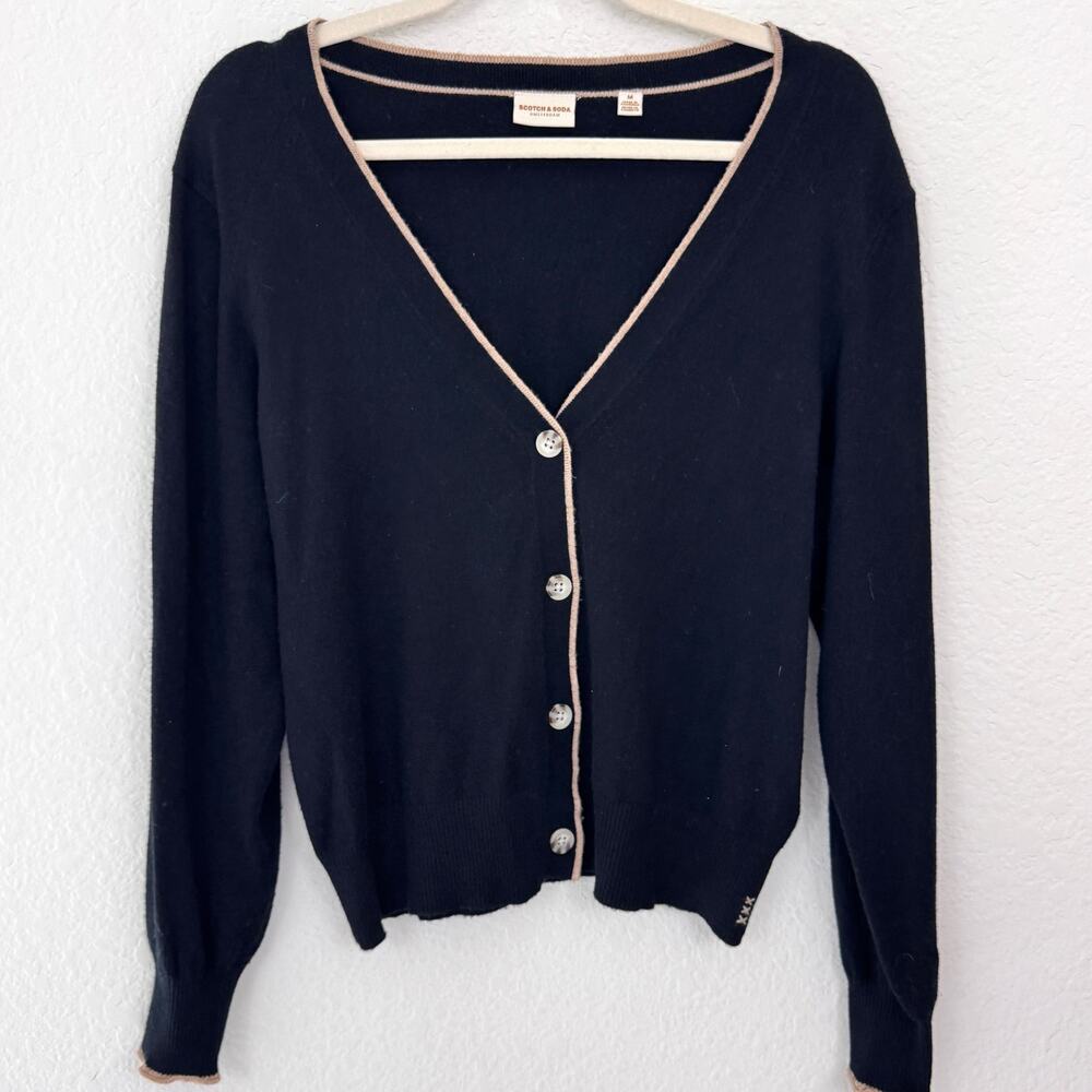 Scotch & Soda Womens Knit Cardigan Sweater Size M Soft Comfy Preppy Black